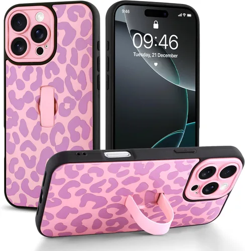 Vista 15 de Compatible con iPhone 13 Funda con Correa de Mano para Dedos Soporte, Funda de Teléfono con Estampado de Leopardo Guepardo Moderno y Genial
