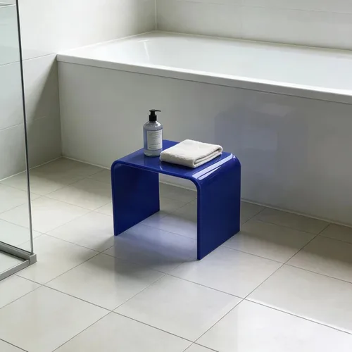 Vista 4 de Taburete de acrílico de 13" de ancho para niños pequeños, soporte para plantas, multiusos como taburete resistente al agua para la ducha, taburete