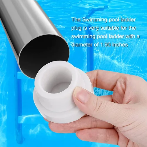 Vista 5 de Parachoques de escalera de piscina para piscina enterrada Tapones de goma para escalera interior de piscina, ajuste blanco, tubo de escalera de 1.9