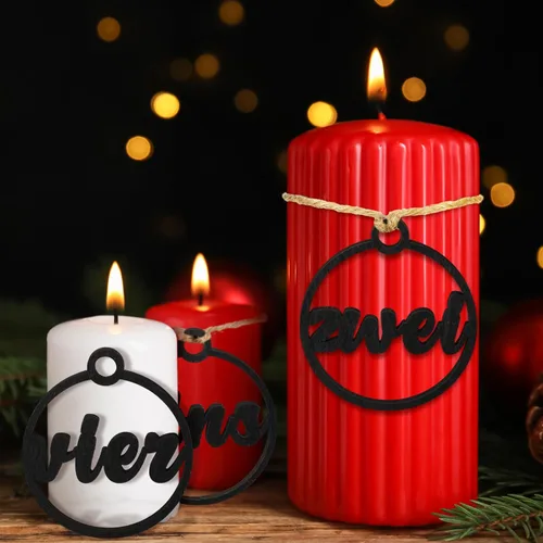 Vista 5 de 4 piezas de decoraciones de Adviento de Pascua, decoración de velas de oración de Jesús, Eins Zwei DREI Vier, números de corona, colgante de madera