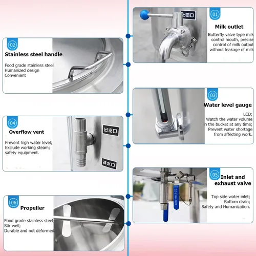 Vista 4 de Kolice Pasteurizador de leche comercial 50L Máquina de pasteurización de esterilización Pasteurizador de lácteos para leche, salsa, mezcla
