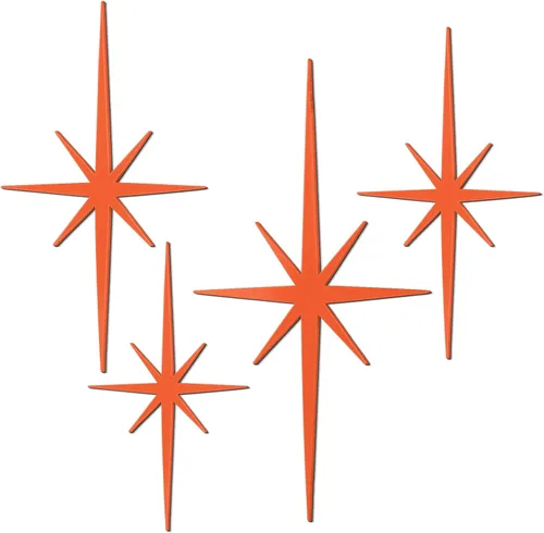 Vista 7 de Blulu 4 piezas de decoración de pared de hierro fundido con forma de explosión estelar, decoración moderna de mediados de siglo, arte de pared retro