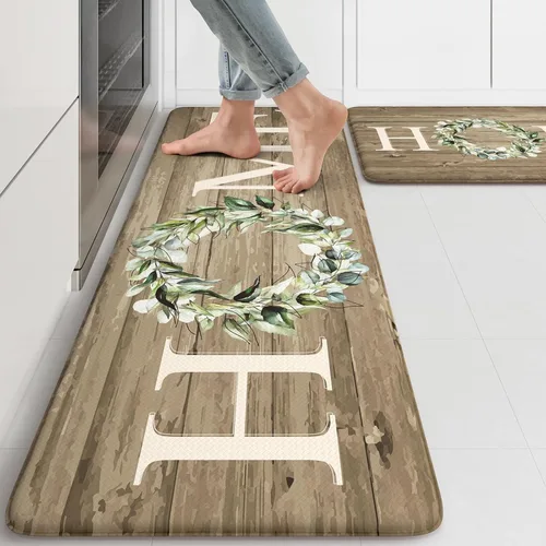 Vista 43 de KIMODE Tapete de Cocina Estilo Granja 2PCS Alfombras de Cocina Anti Fatiga Antideslizantes Impermeables Tapete de Piso de Cocina Acolchado Cómodo