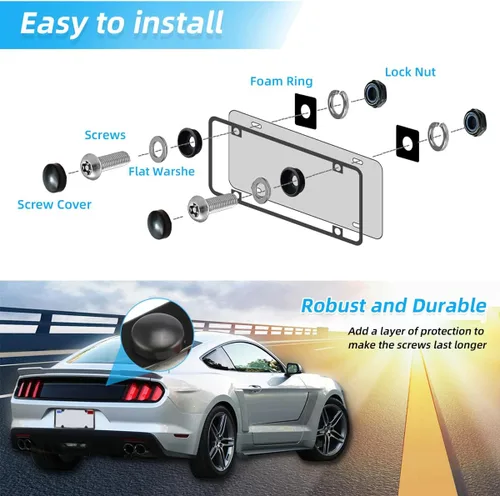 Vista 3 de Kewucn Kit de tornillos antirrobo para placa de matrícula, kits de tornillos de acero inoxidable inoxidables, tornillos M6 (1/4 de pulgada), tapa