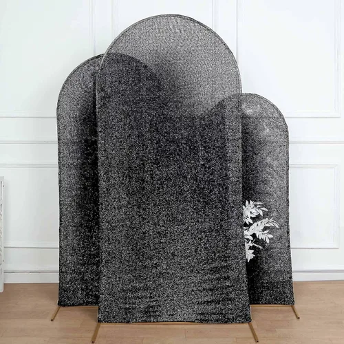 Vista 39 de Efavormart - Marco de fondo redondo de elastano dorado antiguo brillante de 5 pies, cubierta metálica brillante para arco de boda de 2 lados