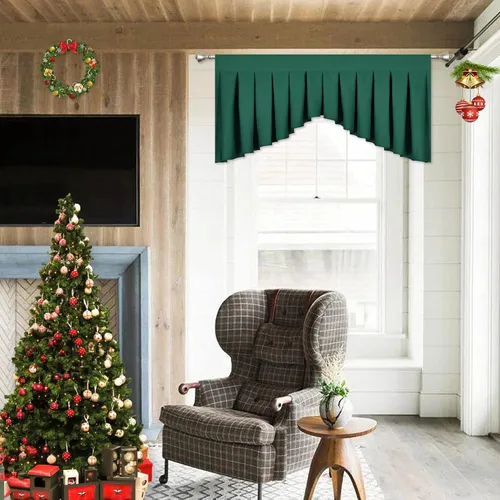 Vista 11 de Cenefas para ventanas de ventana beige para sala de estar, cenefa opaca con bolsillo para barra para cocina, paquete de 1