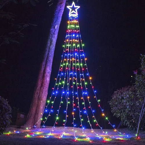 Vista 2 de Guirnalda de luces de Navidad para exteriores, 320 luces LED de 11.5 pies con 8 modos de iluminación para interiores y exteriores, patio, hogar