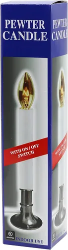 Vista 8 de Creative Hobbies Lámpara de vela eléctrica para ventana con base chapada en peltre, interruptor de encendido/apagado, bombilla lista para usar