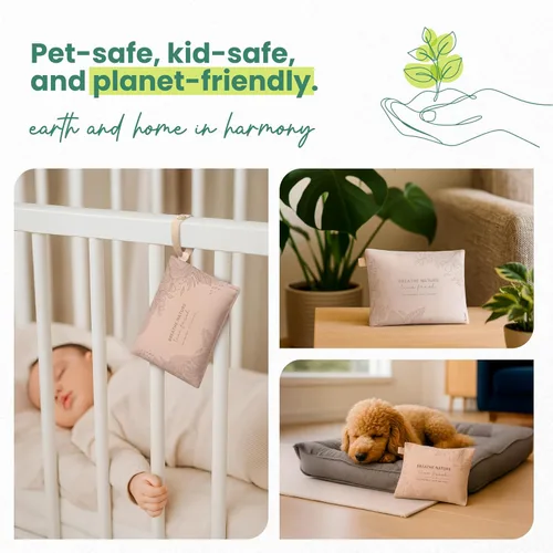 Vista 6 de Roonin Absorbedor de olores de carbón activado, bolsa purificadora de aire de carbón de bambú, bolsas de carbón activado, paquetes absorbentes