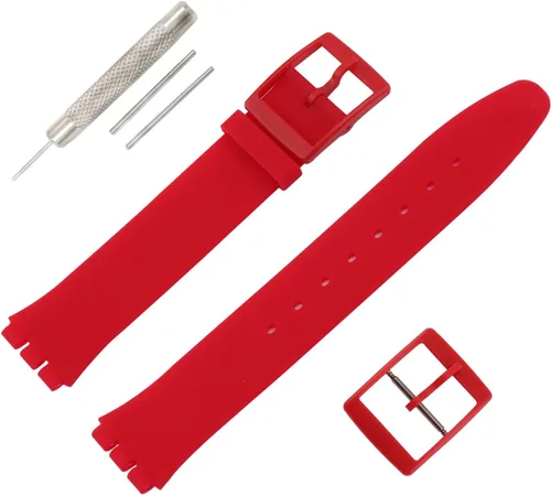 Vista 10 de Correa de reloj de goma ultrafina de 0.630 in para mujer, compatible con Swatch, correa de reloj de silicona de repuesto, impermeable, para mujer