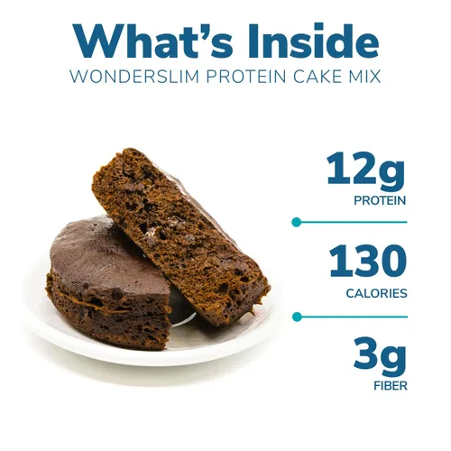 Vista 3 de WonderSlim Mezcla de pastel de proteínas, chocolate doble, 0.42 oz de proteína, baja en carbohidratos (7 unidades)