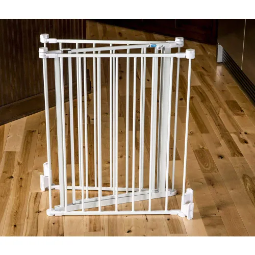 Vista 4 de Regalo - Puerta de bebé de 76 pulgadas súper ancha y configurable, 3 paneles, incluye soportes de pared y herrajes