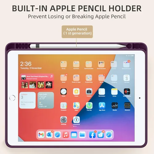 Vista 4 de Akkerds - Funda Compatible con iPad de 10.2 Pulgadas 2021/2020/2019, para iPad de 9ª/8ª/7ª Generación con Soporte para Lápiz, Funda Protectora