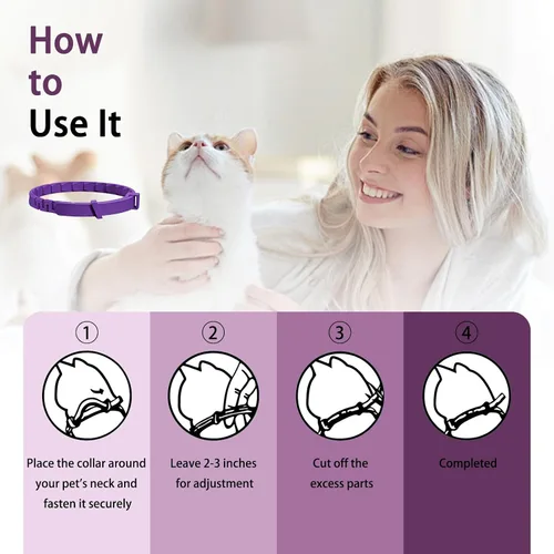 Vista 6 de Collar calmante para gatos, collar calmante de feromonas para aliviar la ansiedad y el estrés, collares calmantes ajustables resistentes al agua
