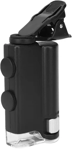 Oumefar Cámara de aumento 60-100X Clip portátil Microscopio Lupa Lupa Clip LED Lupa Microscopio Mini Clip Portátil Microscopio Lupa Lupa para