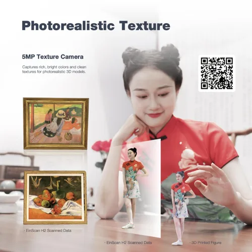 Vista 3 de EinScan H2 Híbrido LED y fuente de luz infrarroja Escáner 3D Color PDA con borde sólido Shining3D versión CAD Software