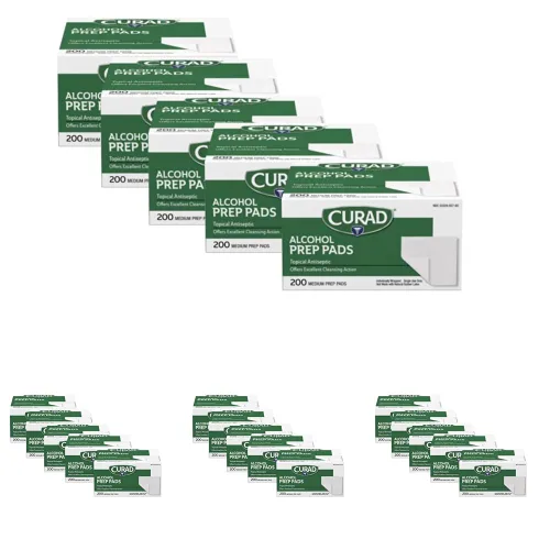 Vista 2 de Almohadillas de preparación de alcohol Curad, 70% de alcohol, 1000 unidades (5 cajas 200 CT/EA)