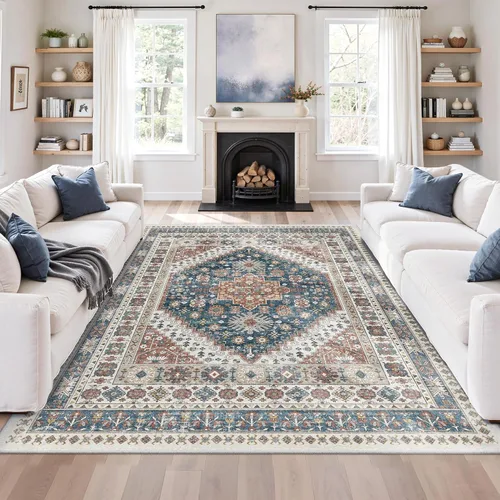 Vista 81 de zesthome Alfombras de área de 5 x 7, lavables a máquina, para sala de estar, dormitorio, resistentes a las manchas, vintage, de gran área, Beige