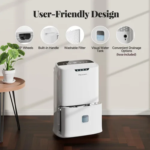 Vista 6 de Deshumidificador Energy Star 2024 de 5000 pies cuadrados, máximo 90 pintas, deshumidificador inteligente Smart WiFi de control de humedad