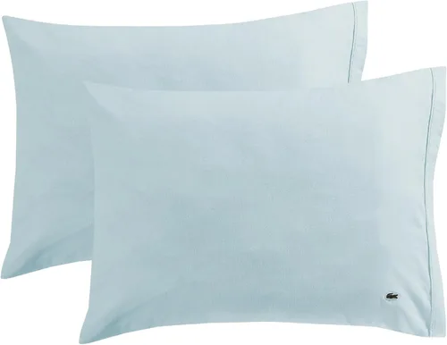 Vista 15 de Lacoste Juego de 2 fundas de almohada de percal 100% algodón – Fresco, crujiente, mate y duradero, certificado Oeko-Tex – Sólido, gris oscuro