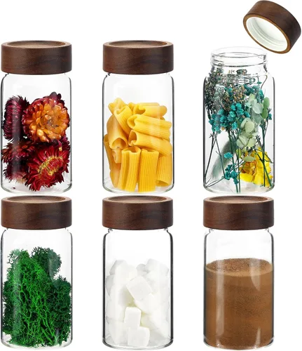 Vista 20 de Tarro de vidrio con tapa superior de rosca, tarros de vidrio de borosilicato de 37 onzas, recipientes de condimentos para cocina, recipientes