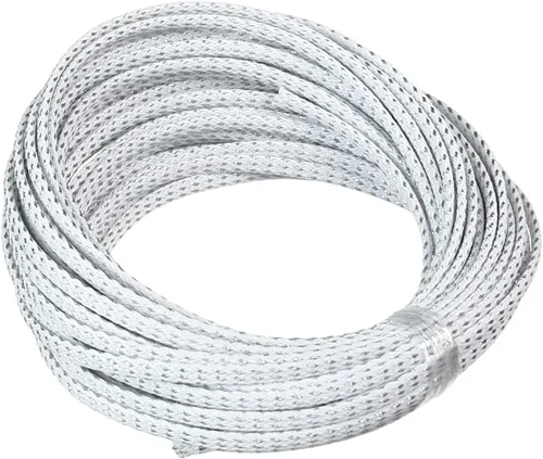 Vista 6 de Bettomshin 1 funda de organización de cables de 32.8 pies (32.8 ft), protector de cable PET plateado y blanco, protector de cable PET plateado