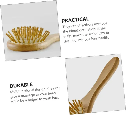 Vista 4 de Juego de peine de masaje infantil Cepillo de pelo recién nacido Cepillo de pelo de madera Peine para tapa de cuna