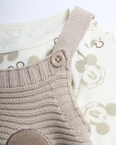 Vista 3 de Disney Conjunto de 2 piezas de Mickey Mouse, Winnie the Pooh y overol de punto, pantalones para bebés, 0-9 meses