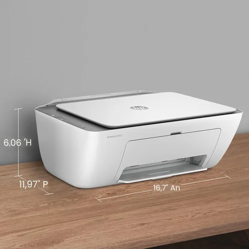 Vista 6 de HP DeskJet 2855e Impresora inalámbrica de inyección de tinta a color, escáner, copiadora, mejor para el hogar, prueba de tinta instantánea de 3