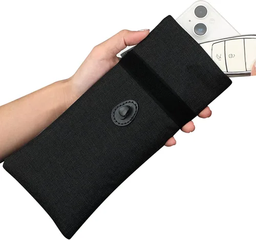 Vista 5 de awakentti Bolsa de blindaje de señal antilocalización para teléfono celular, bolsa de llave de bloqueo de señal, protección antirrobo para Negro