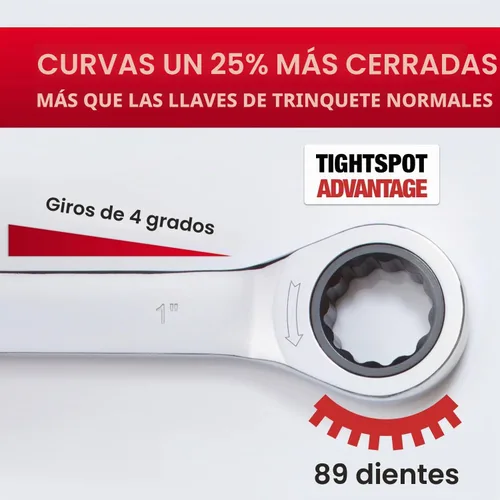 Vista 5 de Jaeger Llave de trinquete combinada de 1 pulgada, 89 dientes, cromo vanadio, SAE