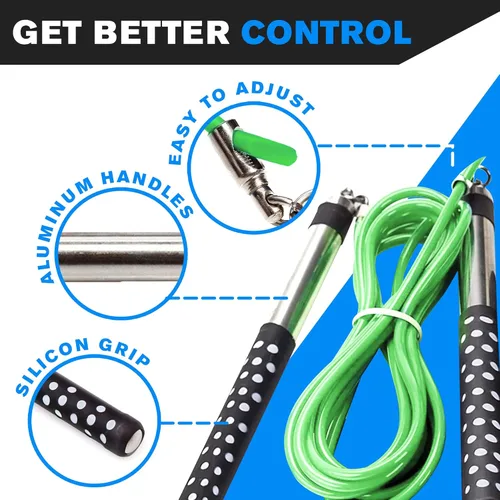 Vista 2 de Cuerda de boxeo Freestyle de DYNAPRO con asas largas para un mejor control, ajustable a cualquier altura, estilo libre, doble bajo, crossovers, HIIT