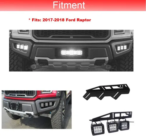 Vista 4 de Soportes de montaje de ubicación de luces antiniebla para parachoques delantero oculto triple compatible con Ford Raptor 2017-2020