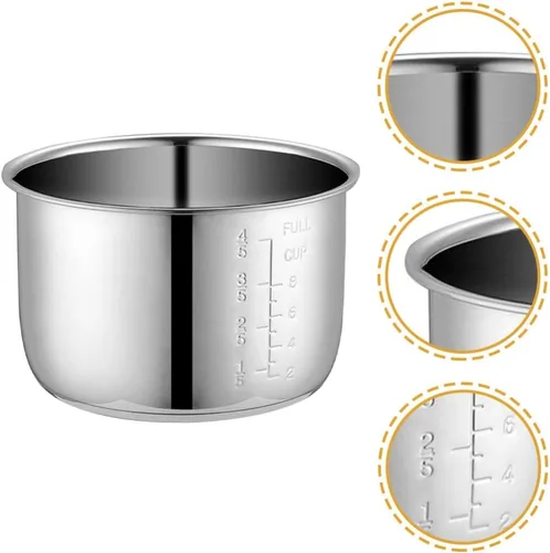 Vista 9 de Cabilock Olla de arroz de acero inoxidable de repuesto para olla interior de 4 litros, accesorio compatible con ollas eléctricas y a presión de 8.66