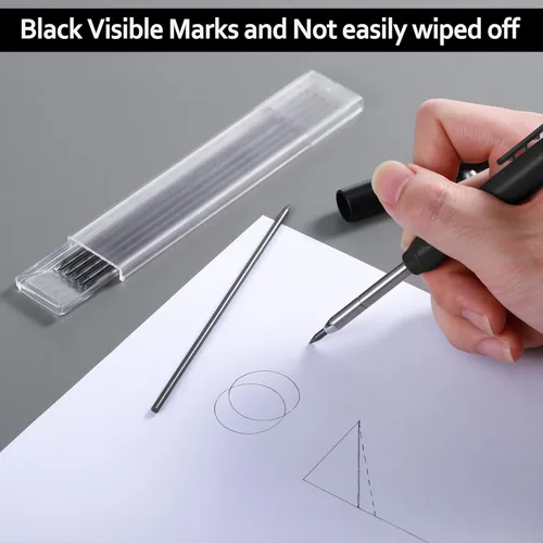 Vista 6 de Hiboom 24 piezas de repuesto HB de 0.110 in para lápiz de carpintero, lápiz de estudio de larga duración para lápiz mecánico, construcción de Negro