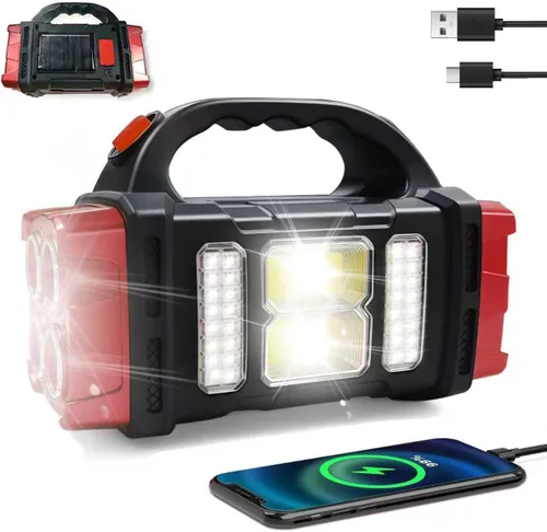 Vista 8 de Linterna solar versátil con modos duales de carga 4 modos de luz USB/alimentación solar Cargador de emergencia portátil y luz de camping al aire