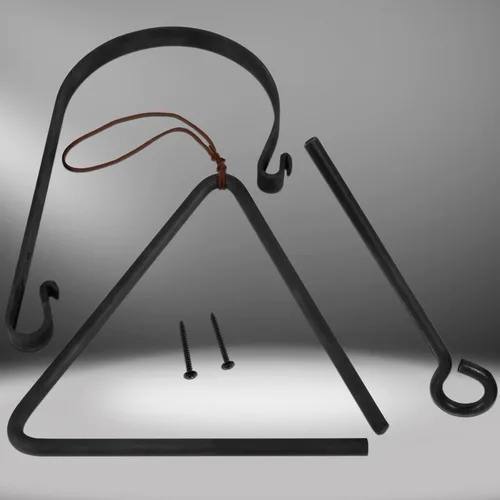 Vista 9 de Campana triangular con colgador de metal y llamada, campana clásica de acero fundido para decoración de Chuck Wagon