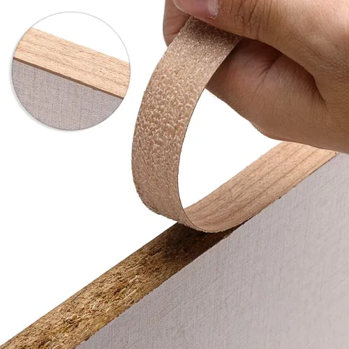 Vista 6 de Skelang Cherry - Rollo de 2" x 50' de chapa de madera para borde, sin planchar, con adhesivo termofusible, cinta de madera flexible