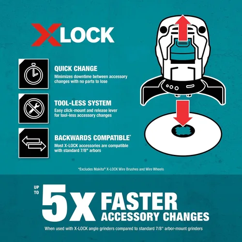 Vista 5 de Makita T-03931 X-Lock 4‑1/2" 60 Grit Type 27 Disco plano de mezcla y acabado para X-Lock y todas las amoladoras de eje de 7/8