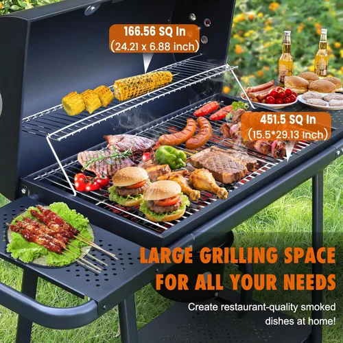 Vista 5 de Realcook - Parrilla de carbón de barril BBQ: parrillas de barbacoa premium espaciosas para exteriores con mesas laterales - perfectas para cocinar