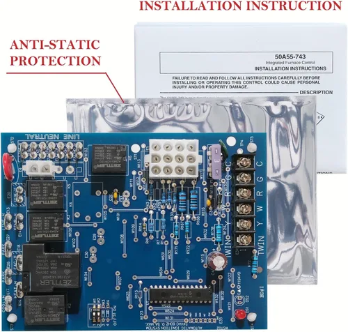 Vista 7 de Placa de control de horno actualizada 2025 50A55-743, reemplazo para placa de circuito de control de horno Amana/Goodman PCBBF112S, PCBBF110