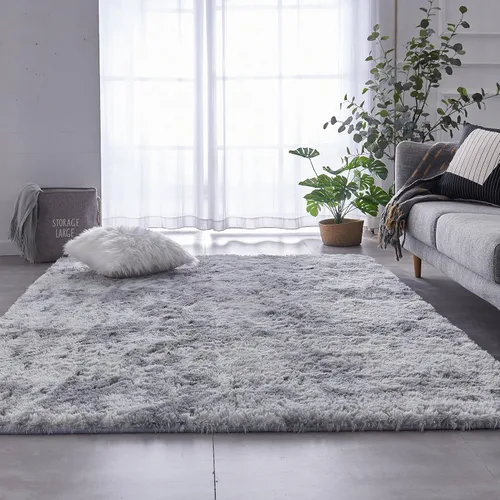 Vista 2 de TABAYON - Alfombra de felpa suave de 7x10 pies, antideslizante, moderna, de pelo largo sintético para interiores, decoración del hogar, habitación