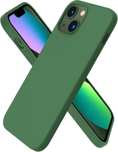 Vista 17 de ORNARTO - Funda compatible con iPhone 13 Mini, goma de gel suave de 3 capas de silicona líquida delgada con microfibra, 13,7 cm, azul