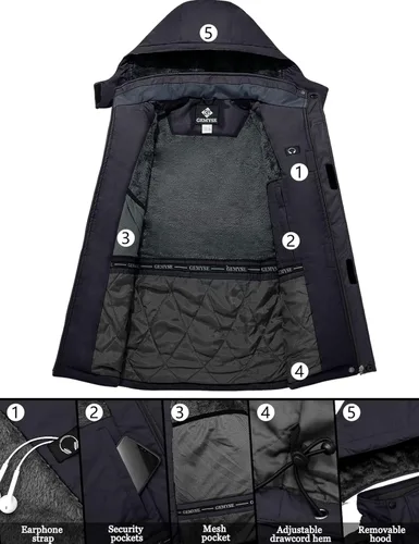 Vista 3 de GEMYSE - Chaqueta de esquí para hombre, para montaña, impermeable, resistente al viento, lluvia y nieve