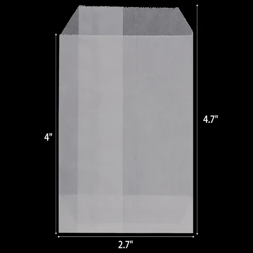 Vista 2 de 200 bolsas pequeñas de vidrio – 2 3/4 x 4 pulgadas, bolsas de papel planas semitransparentes para galletas, dulces, chocolate, golosinas