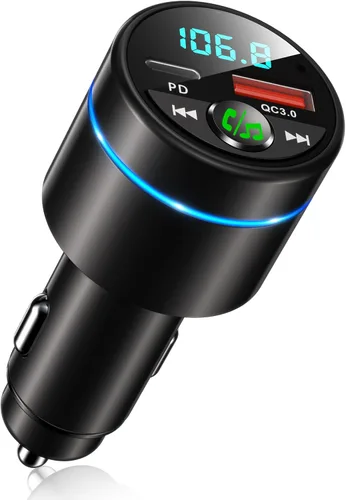 RIWUSI Transmisor FM para automóvil Bluetooth 5.3, [Todo Metal] PD 30 W y QC3.0 18 W cargador rápido para automóvil, Kit de radio FM inalámbrica