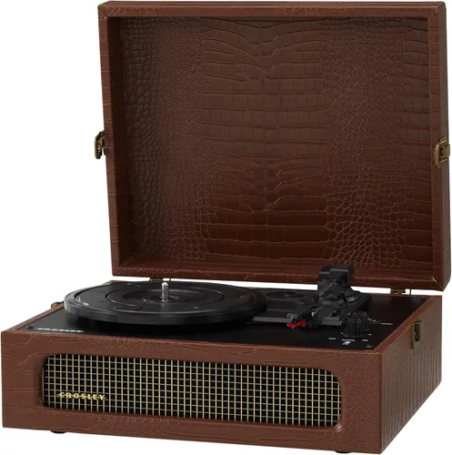 Vista 15 de Crosley CR8017B-DU Voyager - Tocadiscos de vinilo portátil vintage con entrada/salida Bluetooth y altavoces integrados, color duna