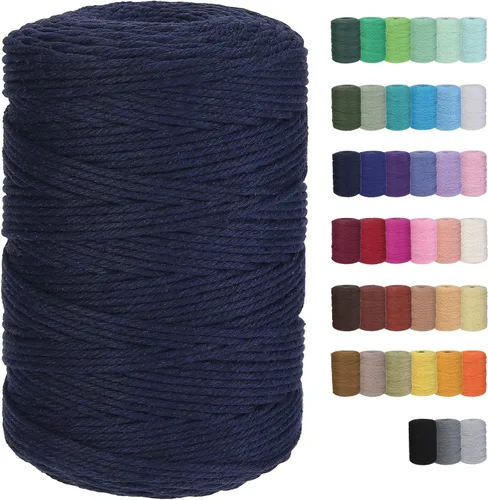 Vista 44 de Cuerda de macramé de algodón de 3 mm, 328 yardas, suministros de macramé de color natural, cuerda de algodón suave para colgar plantas, colgador