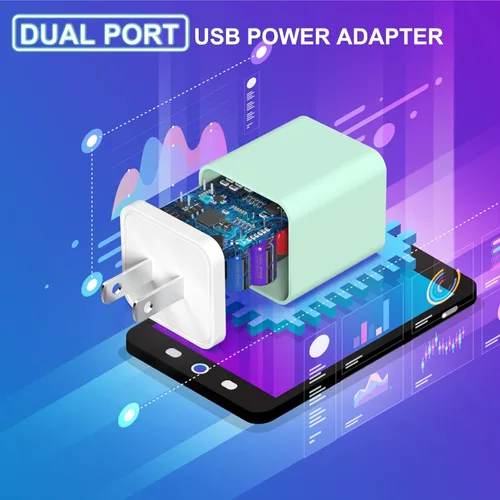 Vista 2 de iGENJUN Paquete de 5 cargadores para iPhone [certificado MFi], adaptador de bloque de cargador de pared USB de doble puerto con cable Lightning de 6