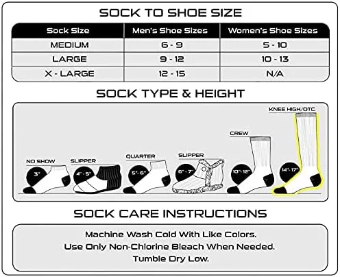 Vista 3 de Over the Calf Work Socks for Men and Women 9-11 10-13 13-15 Moisture Wicking Tall Cushioned Boot Socks 6-pack